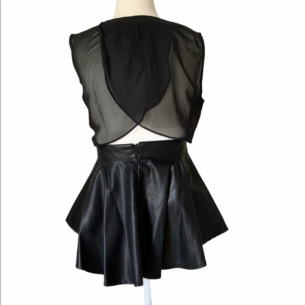 GRACIA Faux Leather Peplum Top